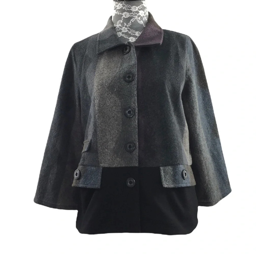 Terra‎ Sj Apparel 3/4 Sleeve Button Front Cropped Jacket Womens Small Multicolor